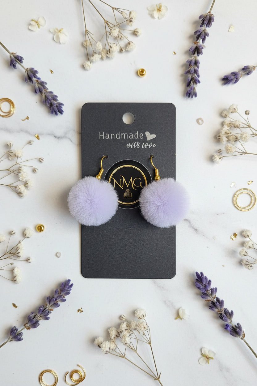 POM-POM EARRINGS (LIGHT PURPLE)