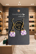 PURSE EARRINGS (PURPLE/WHITE)