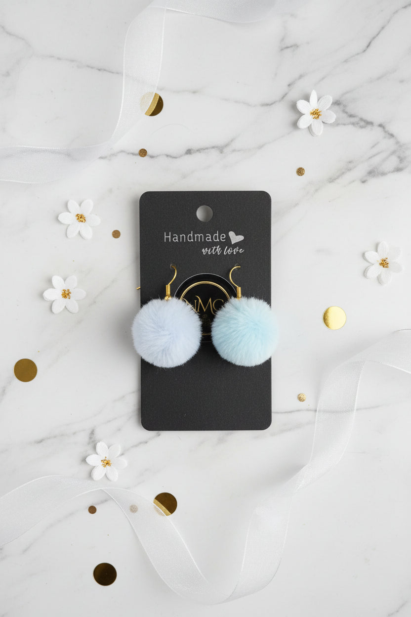 POM-POM EARRINGS (LIGHT BLUE)