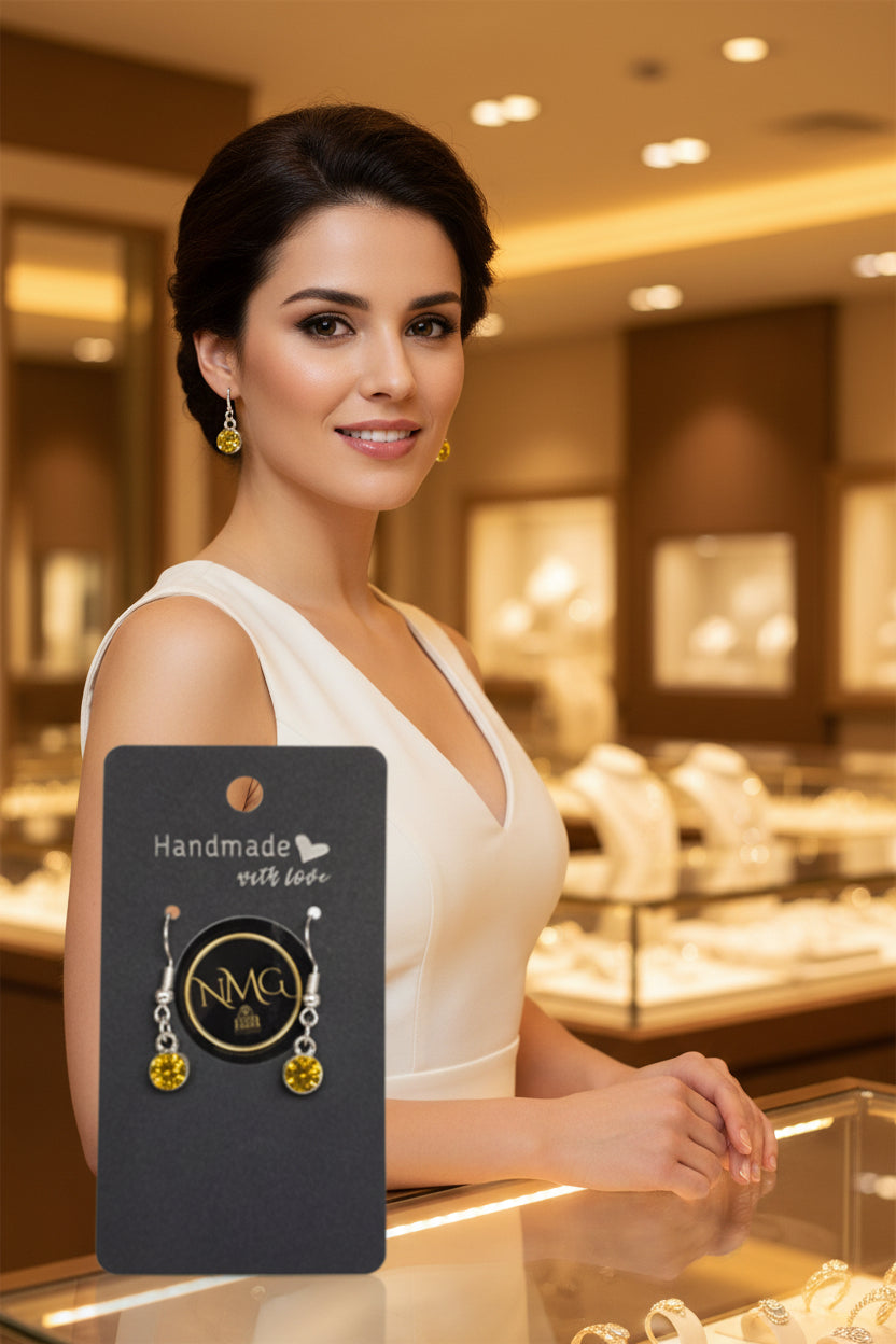 GEM STONE EARRINGS (AMBER)