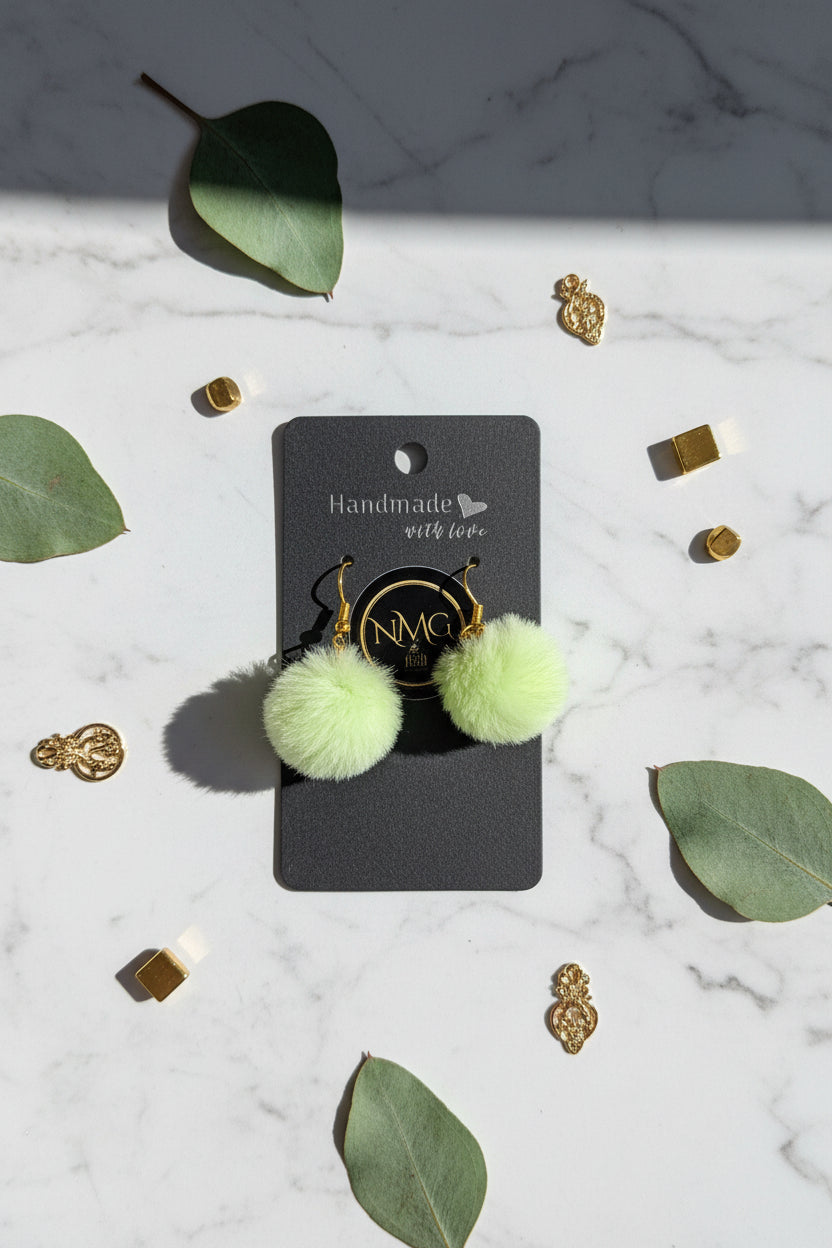 POM-POM EARRINGS (LIME)