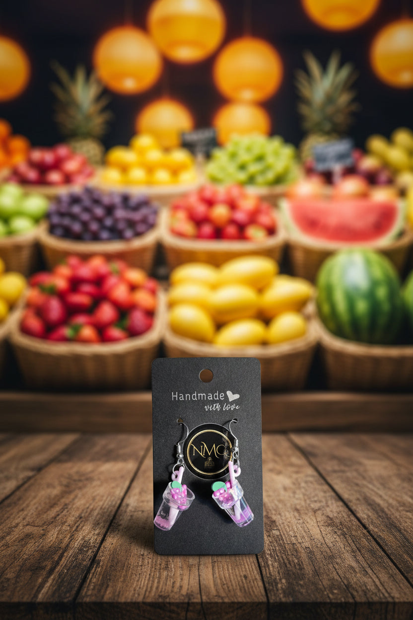 BEACH DRINK EARRINGS (GRAPE)