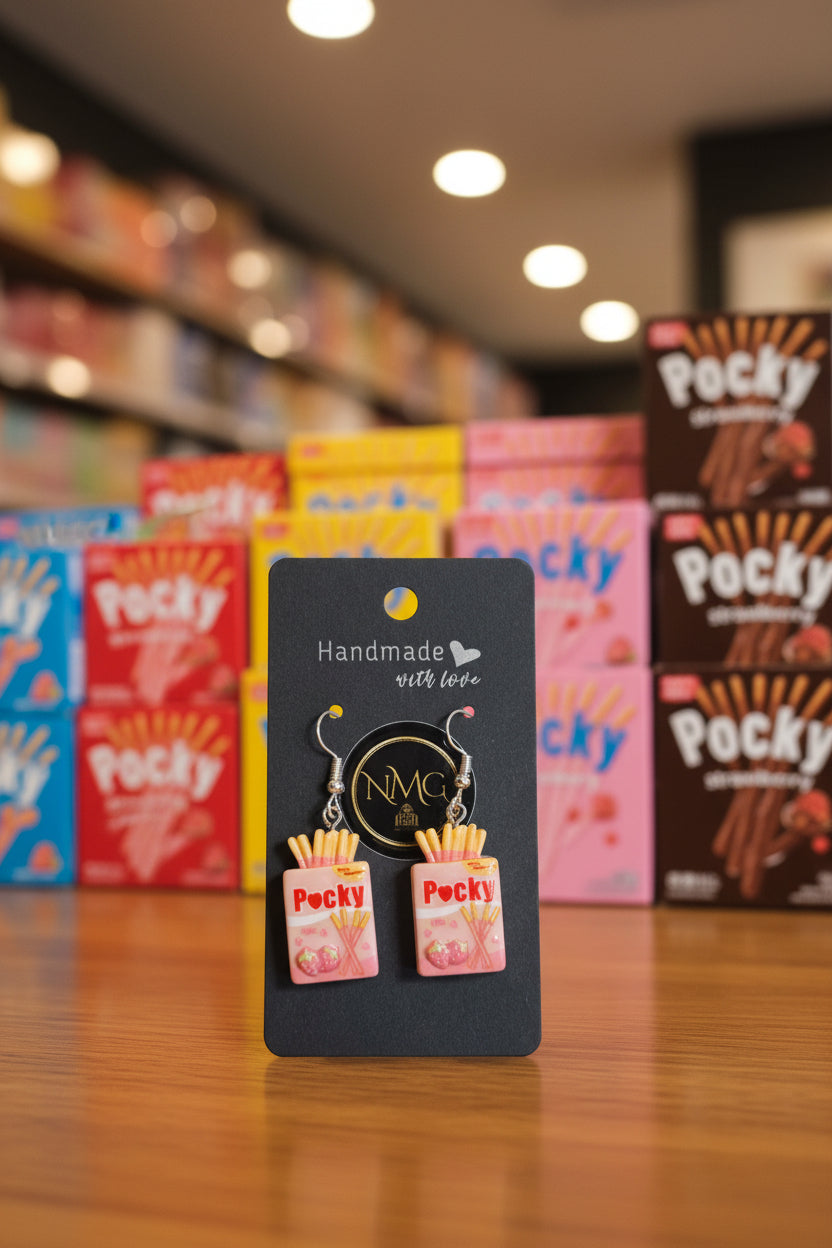 CANDY EARRINGS (STRAWBERRY POCKY)