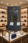 PURSE EARRINGS (BABY BLUE/WHITE)