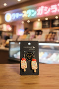 ICE-CREAM EARRINGS (WHITE/PINK STRIPES)