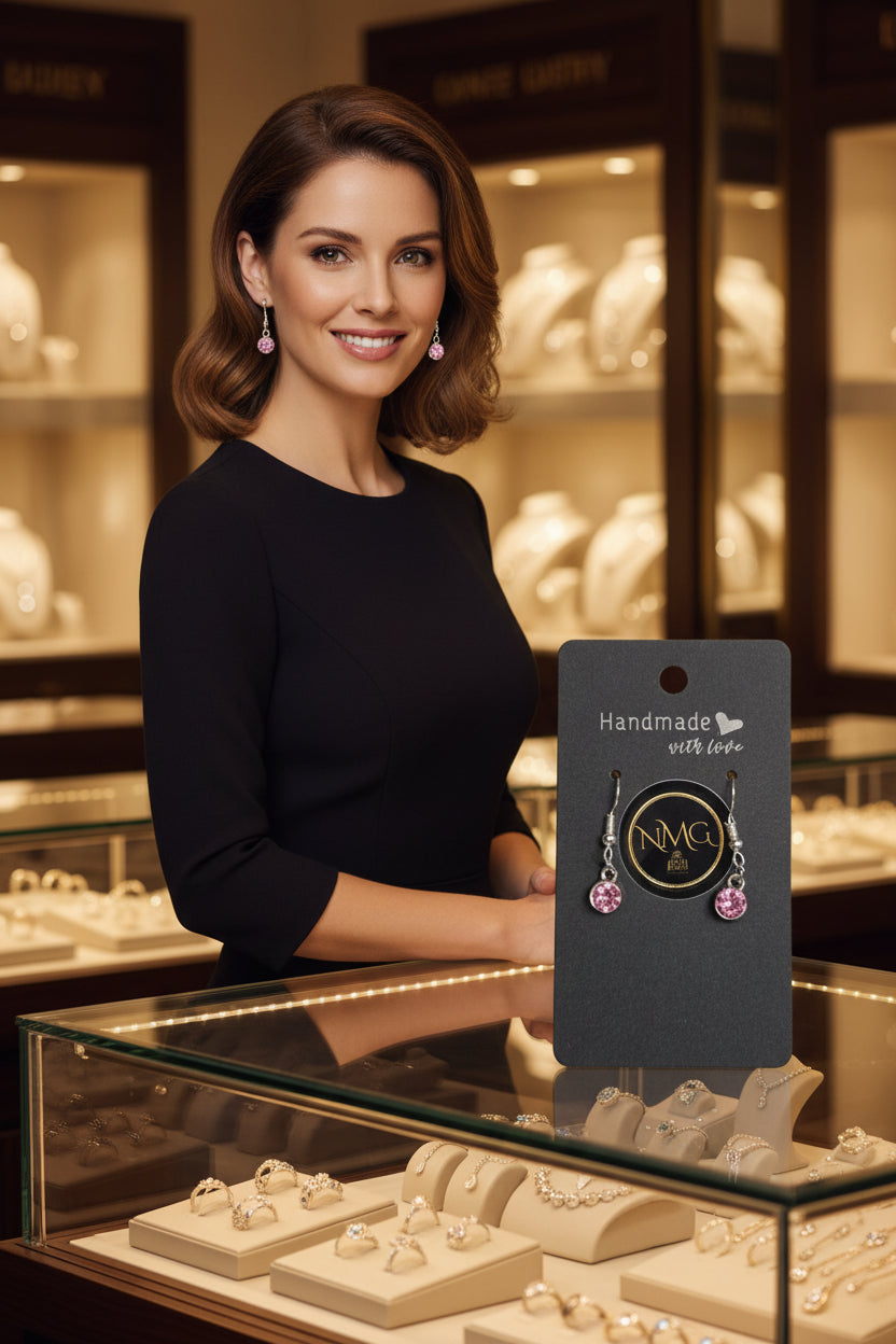 GEM STONE EARRINGS (LIGHT PINK)