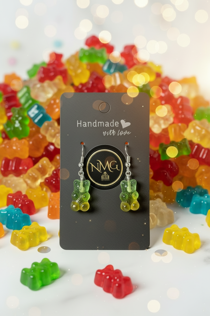 GUMMY BEAR EARRINGS (GREEN/YELLOW)