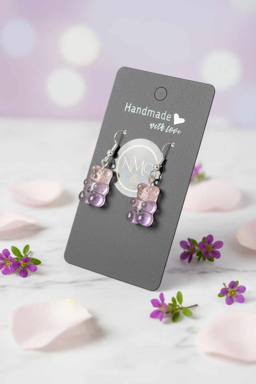 GUMMY BEAR EARRINGS (LIGHT PINK/PURPLE)