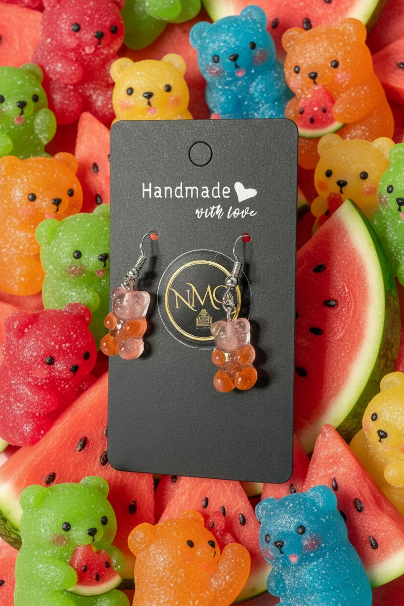 GUMMY BEAR EARRINGS (PINK/ORANGE)