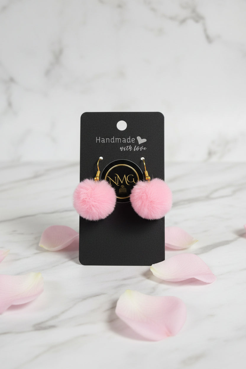 POM-POM EARRINGS (PINK)