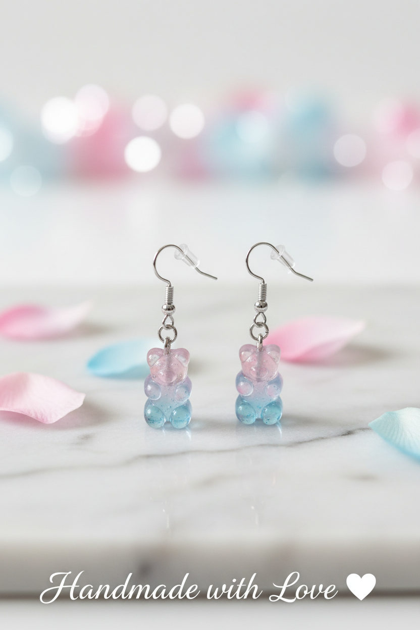 GUMMY BEAR EARRINGS (LIGHT PINK/BLUE)